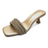 Black And Gold 4536 Crystal Strap Heel Sandal For Women